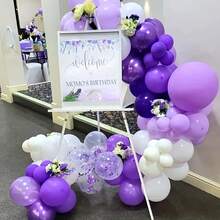 Juego de 28 piezas, globos de fiesta de color lavanda púrpura, globos de color lila claro, globos metálicos púrpura y globos de papel de colores, adecuados para decoración de cumpleaños, Día de San Valentín, fiesta de boda - Multicolor - Ver 4