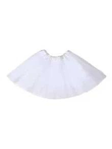 Saia de tule assimétrica branca/preta feminina (1 peça), estilo princesa, com várias camadas, sem barbatanas, ideal para festivais, palco, banquetes, apresentações, cosplay e eventos diurnos. - saia de gaze pequena - Ver 6