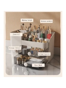 Makeup Organizer Box, Desk Dust-Proof Skincare Products Large Capacity Vanity Drawer Style Lipstick Transparent Storage Rack Back To School - Multicolor - View 6