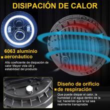 Faro Para Moto Universal + Carcasa Y Soporte De 7 Pulgadas Derecho Faro Para Moto Universal Y De 7 Pulgadas Led Aluminio+ Carcasa Y Soporte De 7 Pulgadas Derecho, Faros H4 Led Alta y Baja 4300K Ámbar/6500K Blanco, Faro General LED Redondo para Moto - H4 - Ver 6