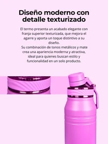 Botella Térmica PYA-8 de 800ml con Asa Integrada, Tapa Hermética Antiderrame y Conservación de Frío y Calor por 12 Horas, Disponible en 10 Colores para Hombres y Mujeres, Ideal para Gym, Oficina, Escuela y Uso Diario - Rosa - Ver 6
