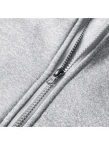 Áo khoác nỉ có mũ kéo khóa dày dặn, lót giữ nhiệt dành cho nam, màu trơn, ấm áp cho mùa đông. - Xám - Xem 6