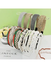 1 Set Acrylic Hair Hoop Display Rack, Hair Tie Organizer, Rotating Claw Clip Storage Rack, Transparent Display Stand, Hair Band Box - Clear - View 11