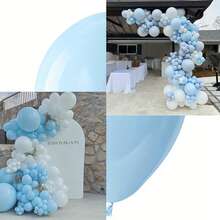 30pcs Macaron Blue Latex Party Balloons, Round Helium Inflated, Light Blue, For Wedding, Gender Reveal, Birthday, Graduation, Christmas, Halloween, Valentine's Day, Thanksgiving, Adult Milestone Celebrations, Balloon Garlands And Arches Decor - Multicolor - View 4