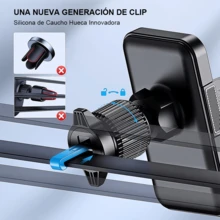 Soporte Universal Carro Rejilla Aire | Sensor Mecánico Bloqueo Rápido | Negro Estilo Moderno | 360° Ángulo Ideal | Vertical y Horizontal - Negro - Ver 6