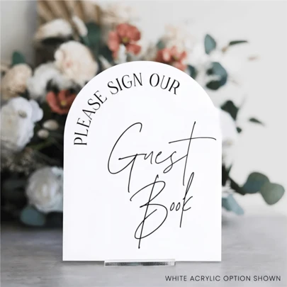 1pc Acrylic Guest Book Sign | Please Sign Our Guestbook | Modern Acrylic Guestbook | Wedding Guestbook Sign | Wedding Table Decor, Wedding Sign, Wedding Supplies, Wedding Party Supplies, Wedding Essentials, Wedding Decorations