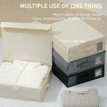 Cutie de depozitare pliabilă 2 buc/1 buc cu mâner, lenjerie de pat, cutie de depozitare pentru pături (potrivită și pentru lenjerie de pat), organizator de depozitare, cutie de depozitare transparentă pentru fereastră (ușor de marcat și clasificat), cadou de Crăciun, depozitare esențială pentru casă.