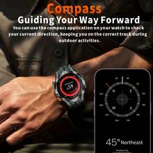 Reloj inteligente deportivo unisex SENBONO de gran capacidad de batería, 1000mAh de gran batería, brújula incorporada, pantalla IPS de 1.46", linterna LED, resistente al agua IP68, compatible con Android, dispositivo portátil multifuncional, pantalla de alta definición, regalo ideal para hombres y mujeres - Multicolor - Ver 2
