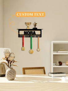 1pc Personalized Name Plate Holder With Trophy Display Rack, Customizable Plaque Holder, Metal Tray Award Holder, Custom Award Items