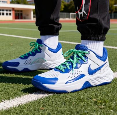  Nike Fly.By Mid 专业防扭中帮男子篮球鞋，全新轻质缓震抓地训练篮球鞋，亮蓝白配色，休闲运动鞋，球场最爱 DD9311-102