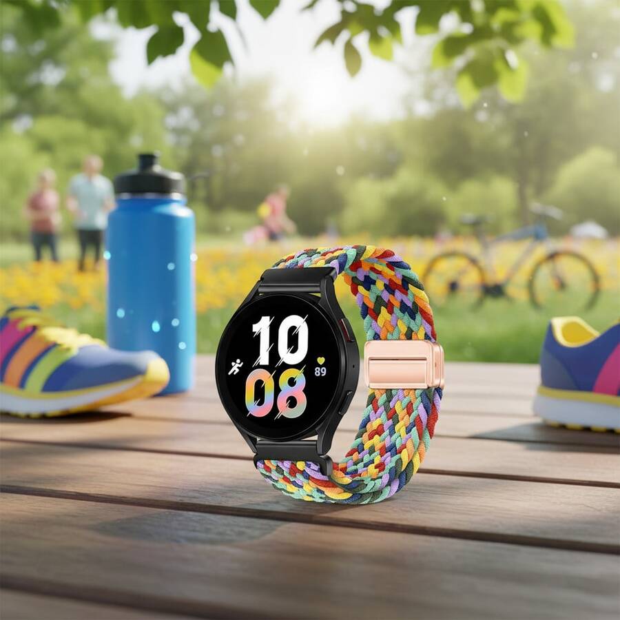 适用于 Garmin Venu 4/3/2/Sq 2/Forerunner 255/265/245/955/Vivoactive 4/4S 的 18/20/22 毫米弹性尼龙表带（男女通用），适用于 38/40/41/42/44/45/49 毫米 Series 9/8/7/SE 2/Ultra 2 的运动弹性表带 - 糖果色 - 查看 1