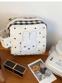 Túi đựng máy ảnh lấy liền hình thỏ Miffy, thiết kế chấm bi kẻ caro, đầu thỏ Miffy mềm mại đáng yêu, chất liệu vải nhung và vải mềm, thiết kế nhỏ gọn, phù hợp với máy ảnh Fuji Instax Mini 11, lớp lót kẻ ô, lý tưởng để sử dụng hàng ngày và cất giữ máy ảnh khi đi du lịch, hoàn hảo cho người hâm mộ Miffy, người yêu thích phim hoạt hình, sinh viên và nhân viên văn phòng, cũng là một món quà tuyệt vời cho người thân yêu. - Màu be - Xem 8