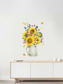 Brodark Söt solrosglasmugg, blommig toalettväggklistermärke, badrumsdekor väggklistermärke