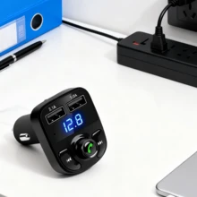 Reproductor MP3 con carga rápida para coche, pantalla LED para coche, reproductor Bluetooth para coche con cargador de teléfono móvil Adaptador USB para encendedor de cigarrillos, adecuado para cargar en el vehículo. - Negro - Ver 11