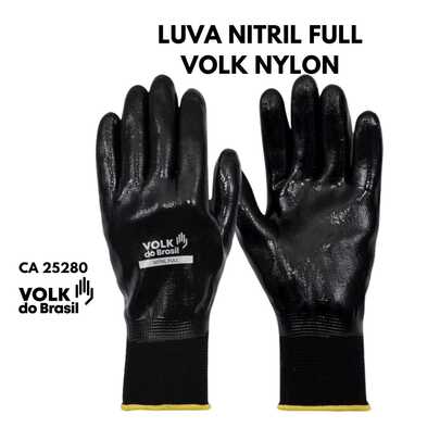 Luva Nitril Full Volk CA 25280 Proteção Química, Mecânica e Térmica Profissional