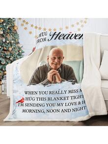 Custom Photo - Love And Hugs From Heaven - Customized Personalized Flannel Blanket Sympathy Gift For Memorial - As Shown - View 3