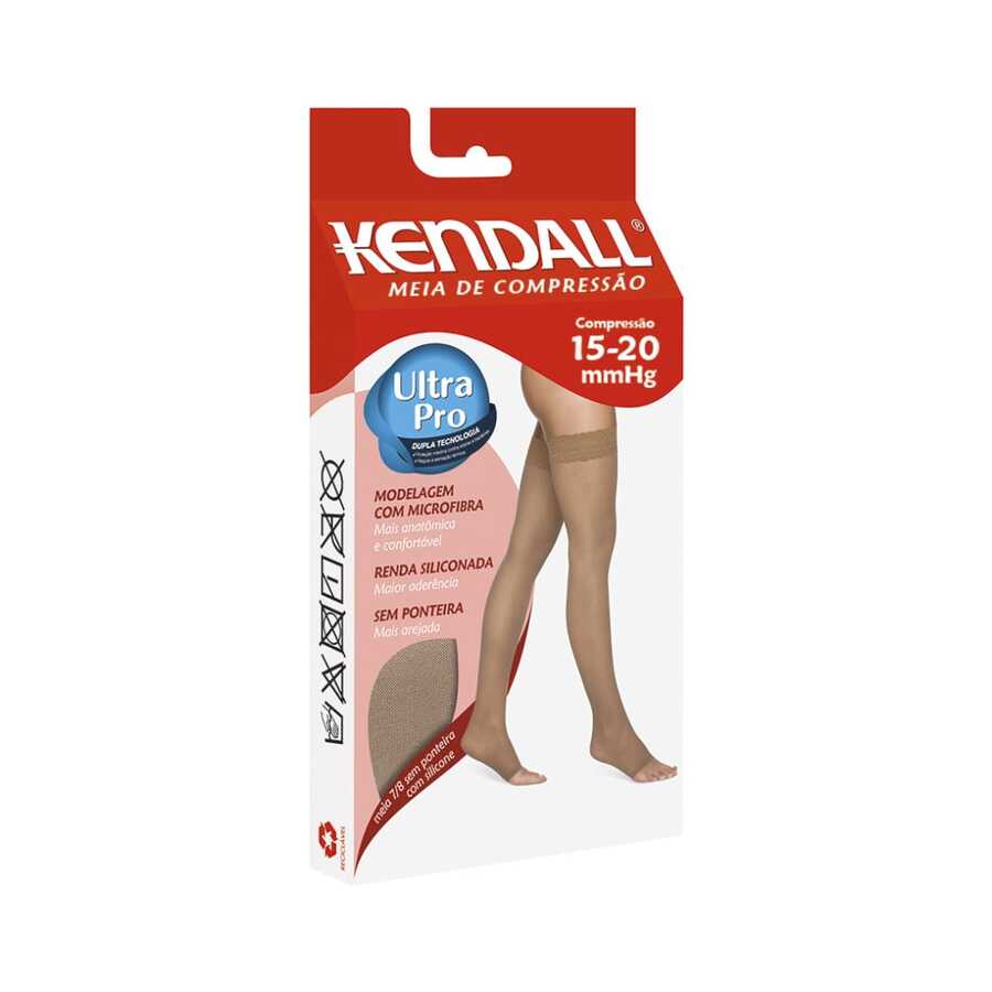 Meia Kendall 7/8 Com Silicone Média Compressão Sem Ponteira 1712  Casual-Confortável - Castanho - Visão 1