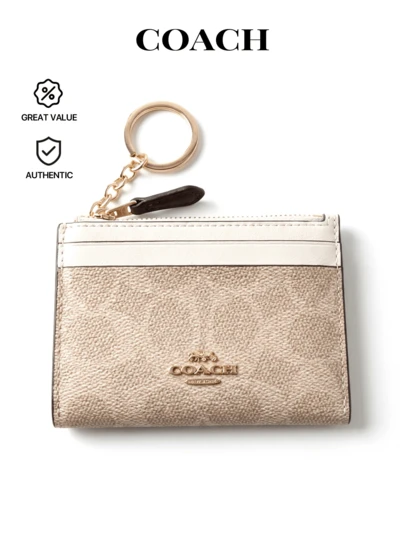 Coach Mini Skinny Id Case In Signature Canvas CW870 IMXDM - For Women Ladies Clutch Purses Card Case Small Wallet Bag Zip Wallets Handbag - Fashion Luxury Bags Stylish Design Leather - Travel Essentials Daily Use - Gift Present