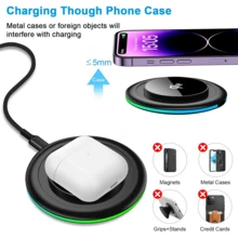 Trạm sạc không dây, tương thích với iPhone 17/16/15/14/13/12/11 toàn bộ series (Pro/Max/Mini/Plus), X, XR, XS Max, SE, 8/Plus và các mẫu khác. Thiết kế nhỏ gọn, không cần pin tích hợp, cắm và chạy, hỗ trợ sạc đồng thời nhiều thiết bị, thiết bị sạc đa năng phong cách tối giản hiện đại được thiết kế đặc biệt cho điện thoại Apple. - màu đen - Xem 7