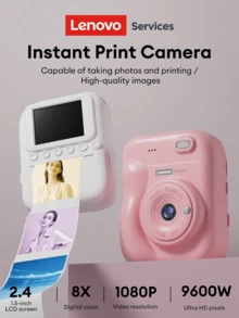 Lenovo DY33 Instant Print Camera, Built-In MP3 Music Player, 1080P HD Photo & Video, 1200mAh Battery, 32GB Storage Card, 8X Zoom High-Quality Camera, 4 Photo Effects, Built-In Entertainment Mini Games, Ideal Gift For Holidays, Birthdays, Creative Present - Pink - View 7