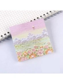 风景油画造型可拆卸记事本，带笔记信息，立体设计，风格，高价值可爱记事本 - 彩色 - 查看 6