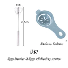 1pc Stainless Steel Multi-Function Whisk + Milk Frother | Manual Press Mixer | Home Baking Tool For Whipping Cream/Eggs, Frothing Coffee | Ideal Holiday Gift - Multicolor - View 16