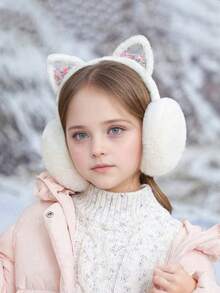 1pc Cute Kitten Earmuffs For Kids - Warm Thick Plush Winter Ear Warmers - Foldable & Cozy Design Cute Kitten Adult Earmuffs Winter Warm Fuzzy Foldable Imitation Rabbit Fur Thickened Student Earmuffs Warm Earmuffs - Multicolor - View 1