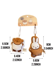 Mặt dây chuyền đôi bằng vải nhung Miffy Companion Series (Phong cách cổ vũ), Móc xích hạt kim loại, Thẻ hai màu (Nâu & Cam) có họa tiết Miffy & Gấu đầu bếp, Vải nhung siêu mềm, Họa tiết sống động đáng yêu, Đồ trang trí vui nhộn cho chìa khóa/Túi xách/Bàn làm việc, Quà tặng sinh nhật & Ngày lễ tình nhân chu đáo cho người hâm mộ Miffy, Nhà sưu tập, Thanh thiếu niên & Người thân yêu - vui mừng - Xem 4