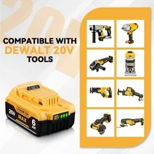 2 Pack Upgraded 6000mAh 20V Max Replacement For DEWALT DCB200 Battery And DCB112 Charger Combo DCB200 With 12V/20V DCB112 Station Kit Compatible With Dewalt 20Volt Tools - màu đen - Xem 7