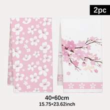 2 st minimalistiska kökshanddukar med rosa sakuramönster, mjuka disktrasor i polyester, lämpliga för köksinredning, köksstädning, festdekoration, köks- och badrumsnödvändigheter, heminredning, inflyttningspresent - Multifärgad - Visa 3