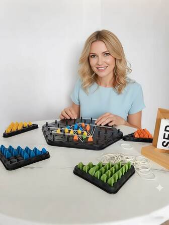 Chain Triangle Chess Game - Board Game, Happy Night Game Set, 2-4 Players, Triangle Chain Chess,Enhances Logical Thinking And Puzzle-Solving Skills, Top Choice For Family Entertainment, Interactive Brain-Teasing Game, Party Essential, Perfect For Christmas, Halloween, Birthdays, New Year, Valentine's Day