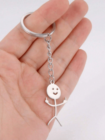 Funny Graffiti Keychain, Humorous Gesture Stainless Steel Keyring, Stainless Steel Figure Keychain Pendant - Perfect Choice For Men, Suitable For Bags And Car Decoration, Exquisite Gift Idea