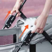 4-Wheel Foldable Dog Cat Stroller - Rotating Handle + Breathable Mesh, Portable Pet Travel Gear - Grey - View 4