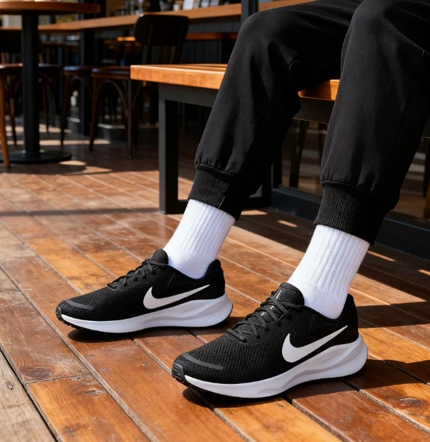 Nike Men's Revolution 7 Lightweight Comfortable Cushioned Casual Running Shoes FB2207-001 - Black and White - View 1