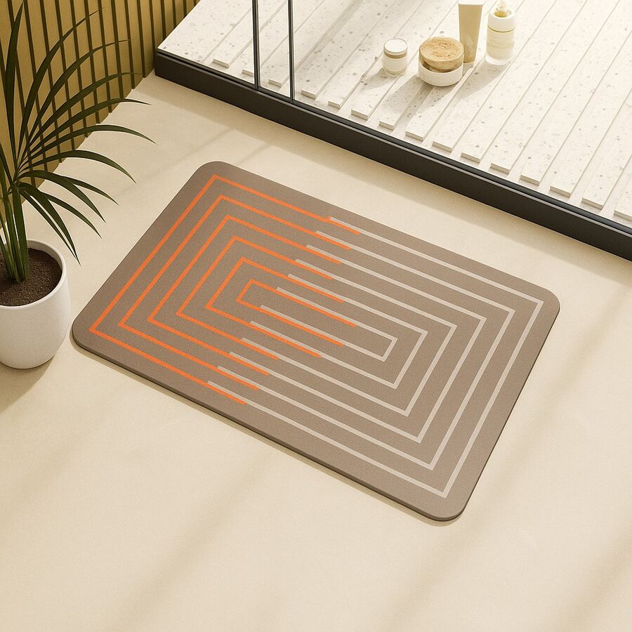 Non-Slip Bathroom Mat, Super Absorbent, Magic Mat, Quick Drying, Balcony, Entryway, Kitchen, Habitat - 布朗 10 - 查看 1