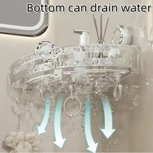 1/2pcs Transparent PET Material Bathroom Storage Rack, Built-In Suction Cup. Waterproof, Bottom 4 Hooks With Strong Suction, Bathroom Organizer Shelf, Convenient For Storage And Organization, Suitable For Bathroom, Shower Room And Other Purposes, Bathroom Accessory, Increase Bathroom Cabinet Storage Space, Excellent Bathroom Fixture, Storage Rack, Bathroom Decor, Bathroom Shelf, Essential Bathroom Item - Multicolor - View 5