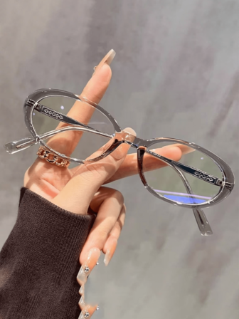 1 Pair Women's Oval Frame Casual Chic Y2K Style Non-Prescription Glasses, Suitable For Street Style Selfies, Elegant & Versatile, Perfect For Vacation And Travel