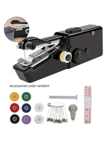 1 件手持式缝纫机，带 USB 数据线和配件套件（配件颜色随机），全新便携式手持式电动缝纫机，适用于家庭、旅行、DIY 工艺品、床上用品、窗帘和服装修补