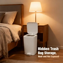 Space-Saving Foot Pedal & Press Dual-Opening Trash Can Large Capacity Kitchen/Bathroom Wastebasket Durable Indoor Compost Bin Home Storage Box, Hands-Free Step And Push Operation With Space-Saving Slim Profile, Odor-Control Lid Design, Multipurpose Use For Kitchens, Bathrooms, Laundry Rooms, Offices, Dorms, RVs, Pet Areas And Nurseries, Easy-Maintain Construction, Ideal For Holiday Hosting, Halloween Parties, Thanksgiving And Christmas Entertaining, Gift-Ready Home Organization Solution