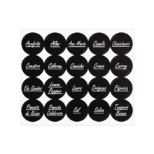 Kit 10 Large Spice Rack 220ml With Reinforced Double Dosing Lid For Coarse Salt, Spices, Seasonings, Organizes Kitchen Countertop Cabinet Table + Labels - Black - View 7