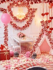 2米/78.74英寸心形金属丝花环装饰（两种颜色可选） - 由闪亮的金属丝制成，并饰有3D心形饰品。这款柔韧的花环非常适合悬挂在墙壁、派对桌、背景幕布或场地装饰上。 - 彩色 - 查看 1