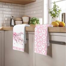2 st minimalistiska kökshanddukar med rosa sakuramönster, mjuka disktrasor i polyester, lämpliga för köksinredning, köksstädning, festdekoration, köks- och badrumsnödvändigheter, heminredning, inflyttningspresent - Multifärgad - Visa 9