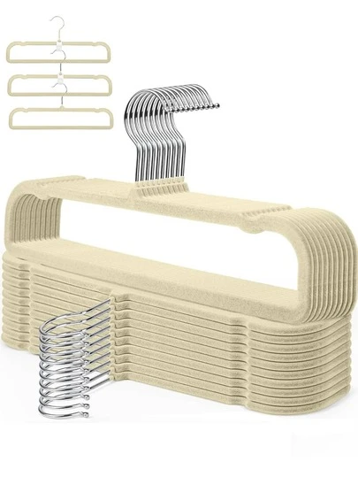 40/20 قطعة شماعات بنطلونات مخملية، رف تخزين ملابس منزلي، مناسب للبنطلونات والجينز والمناشف والصدريات، خطاف دوار 360 درجة، تصميم رفيع وموفر للمساحة للسترات والشورتات والفساتين، مناسب لغرفة النوم وخزانة التخزين