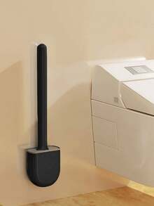 Chổi cọ bồn cầu silicon, chổi vệ sinh gắn tường nhỏ gọn tại nhà, chổi cọ bồn cầu có tay cầm dài có thể tháo rời với lỗ thông gió bên hông, chống rò rỉ, đầu phẳng, lông mềm, nhanh khô, lông mềm để vệ sinh bồn cầu, dụng cụ vệ sinh phòng tắm - Nhiều màu - Xem 3