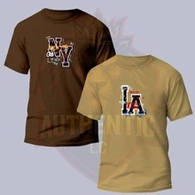 Kit 2 Camisetas T-Shirt Masculinas estilo Casual Malha Premium Estampadas Ótimas Para Passeios Lançamento - Marrom e Caqui - Visão 1