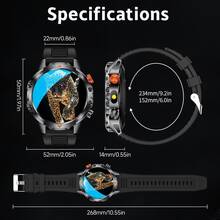 Reloj inteligente deportivo unisex SENBONO de gran capacidad de batería, 1000mAh de gran batería, brújula incorporada, pantalla IPS de 1.46", linterna LED, resistente al agua IP68, compatible con Android, dispositivo portátil multifuncional, pantalla de alta definición, regalo ideal para hombres y mujeres - Multicolor - Ver 5