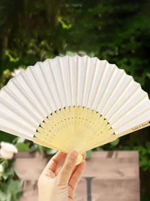 5/10 Peças Leque de Mão Personalizado Branco para Casamento - Leque Dobrável com Letra Gravada, Adequado para Casamento, Inverno, Outono, Festivais, Moda de Inverno, Lembrancinhas de Casamento Personalizadas em Massa para Madrinhas, Leques para Eventos Especiais, Casamento de Verão - Multicolorido - Visão 6