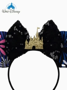 1 chiếc băng đô tai chuột Minnie hoạt hình dễ thương, thiết kế lâu đài đính kim sa đen, họa tiết pháo hoa và hoa lá nhiều màu sắc, kiểu dáng thanh lịch và đáng yêu với nơ hình lâu đài, thích hợp cho các lễ hội, tiệc sinh viên, hóa trang, cosplay, công viên giải trí, băng đô cài tóc, phụ kiện tóc, phụ kiện đội đầu, băng đô cài tóc - Phong cách ngẫu nhiên - Xem 2