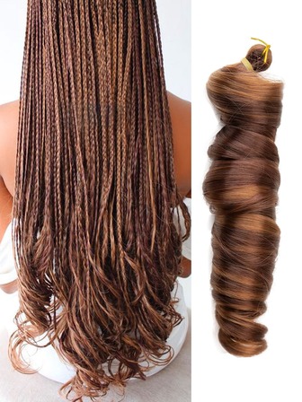 Synthetic Heat Resistant Hair French Curly Braids Hair Extensions Chocolate Brown Grey RED Ombre Purple Multi-Color Colorful Long Natural Wave Curly Crochet Braids Hair High Temperature Loose Wave Curl Braiding Hair For Women Used Daily Holidays Party Cosplay Christmas And New Year Gifts Braided Hair 22 Inch 150g Woven Hair Pack Of 1