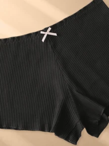 3条装女士纯色中腰蝴蝶结舒适透气安全短裤，防摩擦无缝性感内裤 - 彩色 - 查看 4